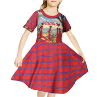 Kenya Adumu Dance Kid Short Sleeve Dress Maasai Shuka Pattern - Kenyan Safari