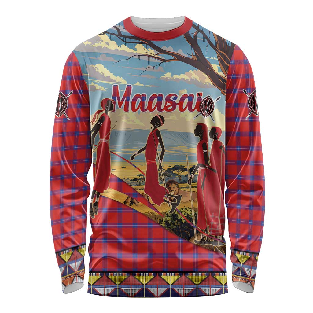 Kenya Adumu Dance Long Sleeve Shirt Maasai Shuka Pattern - Kenyan Safari