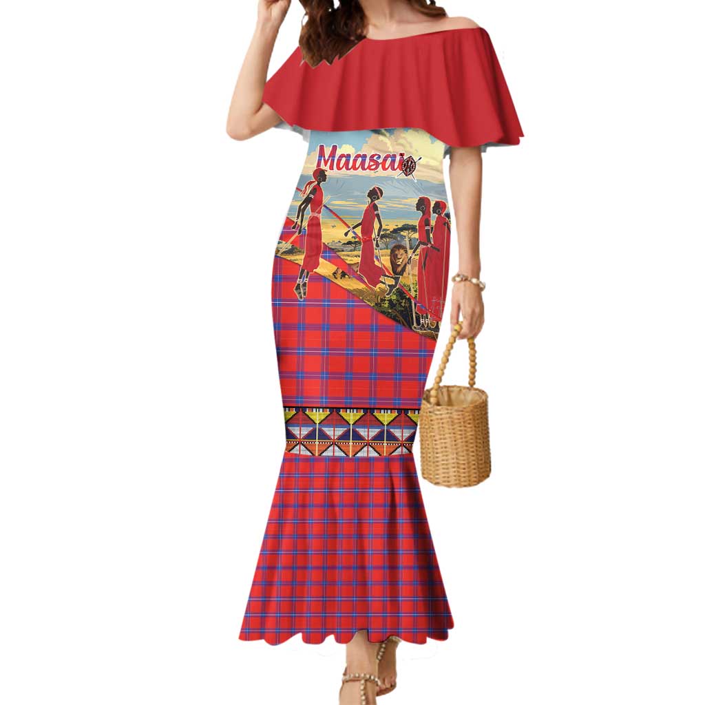 Kenya Adumu Dance Mermaid Dress Maasai Shuka Pattern - Kenyan Safari