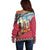 Kenya Adumu Dance Off Shoulder Sweater Maasai Shuka Pattern - Kenyan Safari