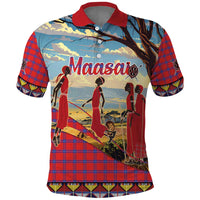 Kenya Adumu Dance Polo Shirt Maasai Shuka Pattern - Kenyan Safari