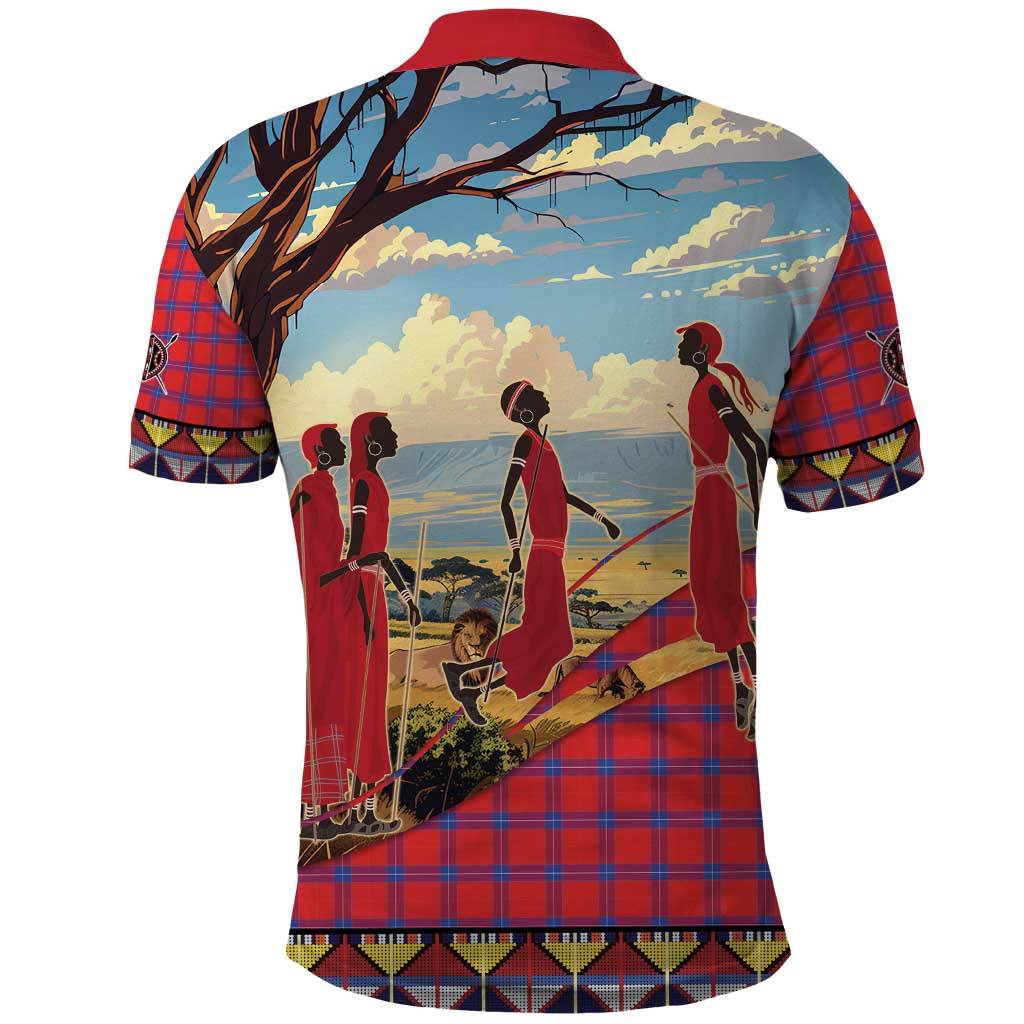 Kenya Adumu Dance Polo Shirt Maasai Shuka Pattern - Kenyan Safari