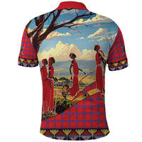 Kenya Adumu Dance Polo Shirt Maasai Shuka Pattern - Kenyan Safari