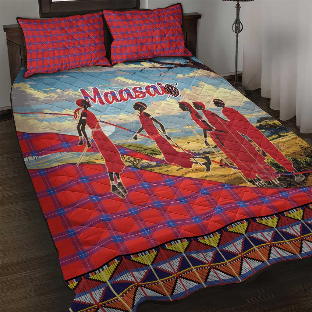 Kenya Adumu Dance Quilt Bed Set Maasai Shuka Pattern - Kenyan Safari