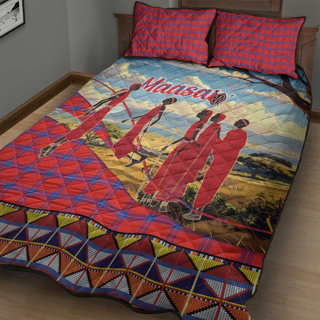 Kenya Adumu Dance Quilt Bed Set Maasai Shuka Pattern - Kenyan Safari
