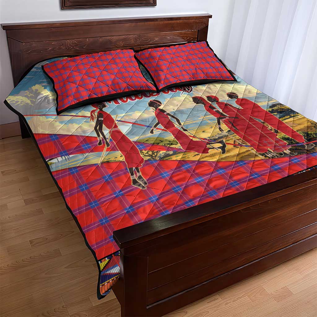 Kenya Adumu Dance Quilt Bed Set Maasai Shuka Pattern - Kenyan Safari