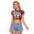 Kenya Adumu Dance Raglan Cropped T Shirt Maasai Shuka Pattern - Kenyan Safari