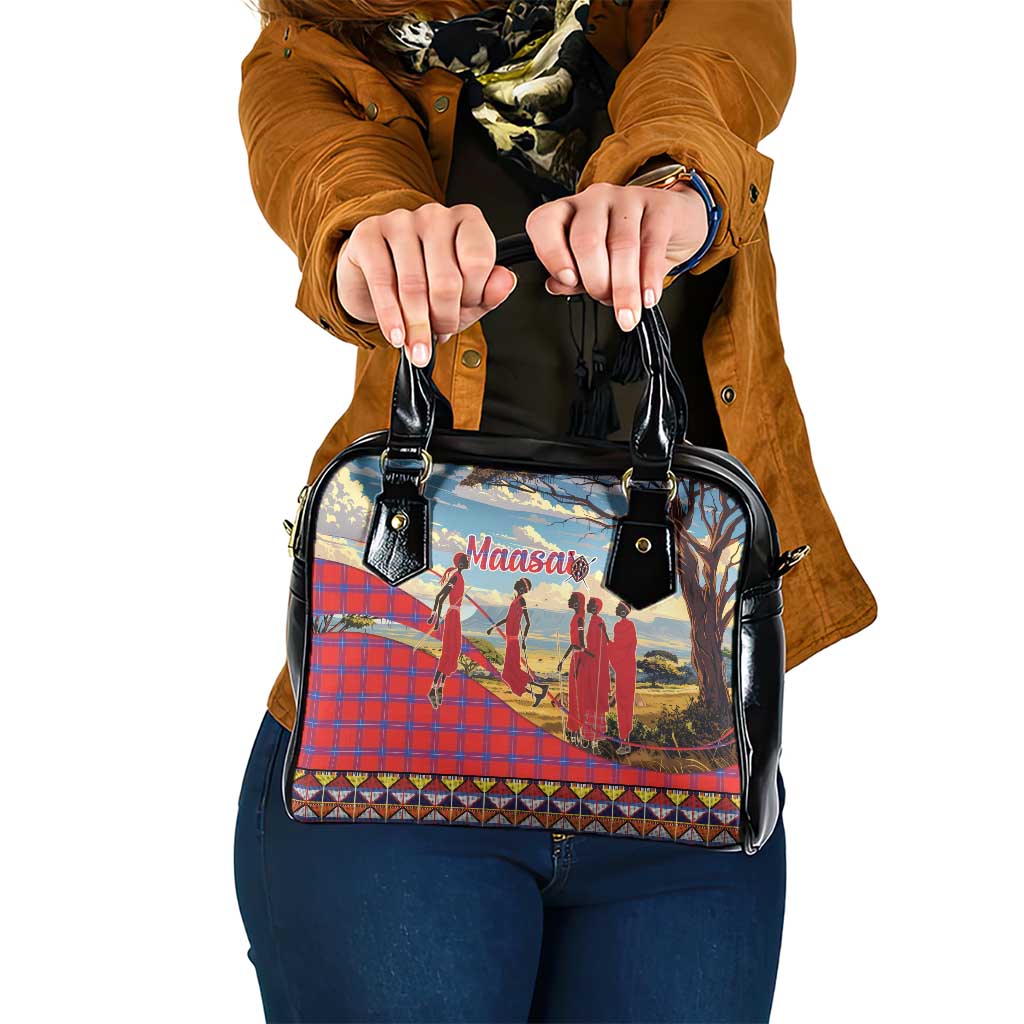 Kenya Adumu Dance Shoulder Handbag Maasai Shuka Pattern - Kenyan Safari