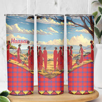 Kenya Adumu Dance Skinny Tumbler Maasai Shuka Pattern - Kenyan Safari