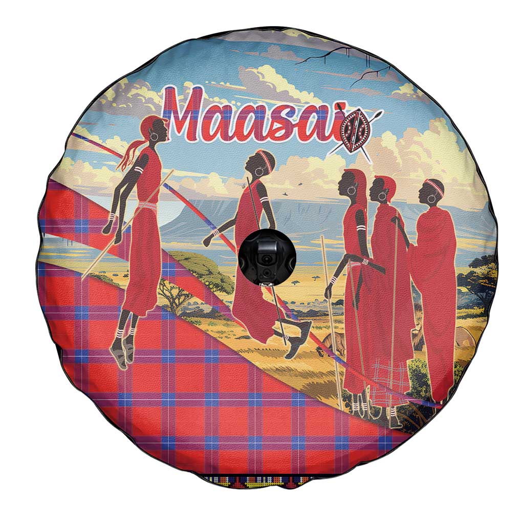Kenya Adumu Dance Spare Tire Cover Maasai Shuka Pattern - Kenyan Safari