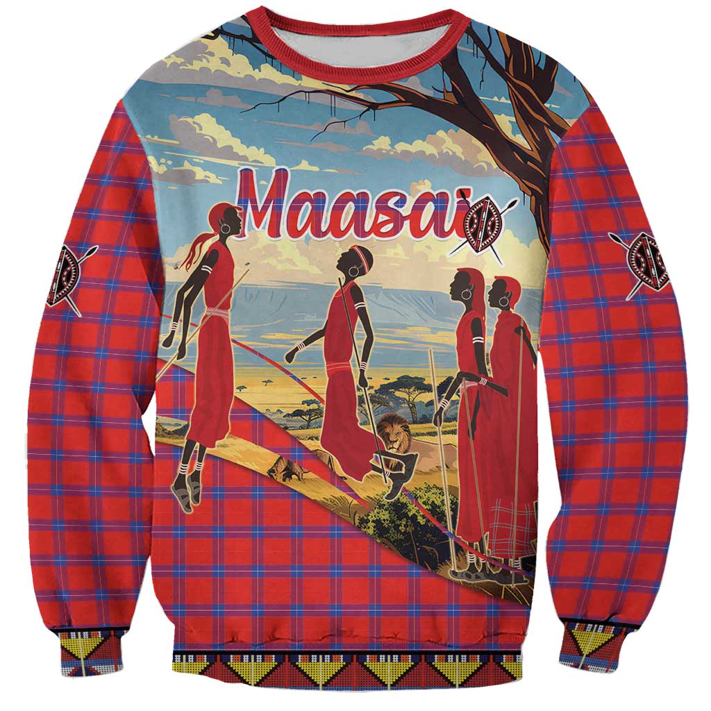 Kenya Adumu Dance Sweatshirt Maasai Shuka Pattern - Kenyan Safari