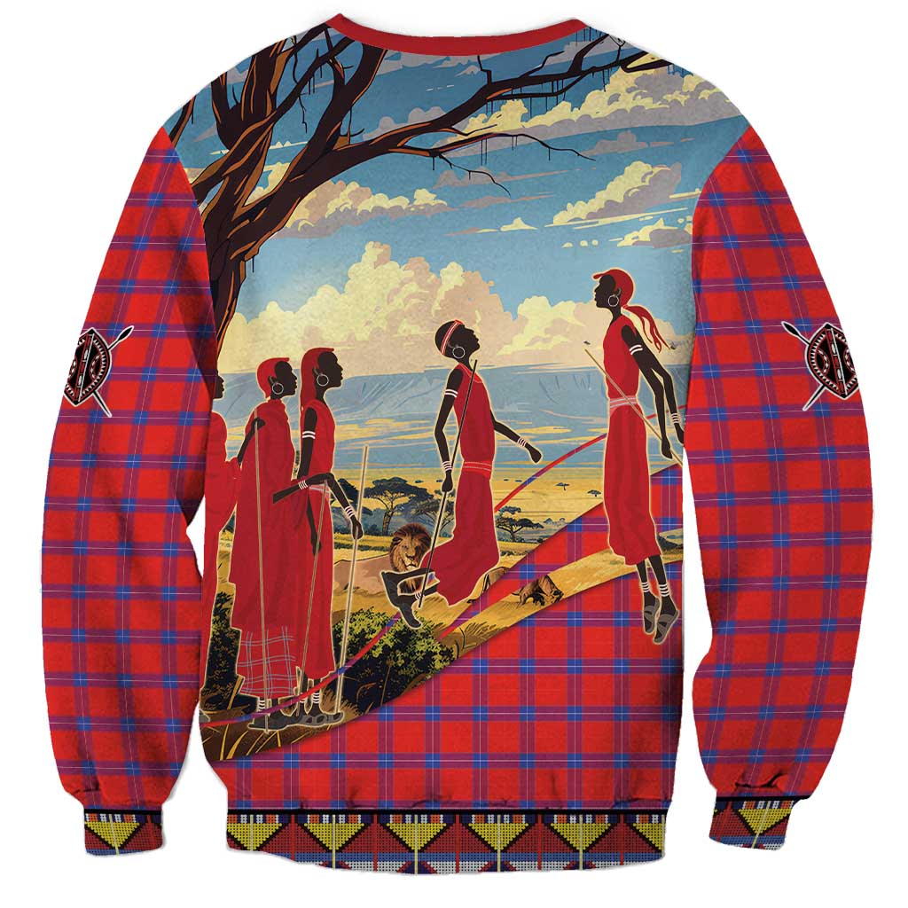 Kenya Adumu Dance Sweatshirt Maasai Shuka Pattern - Kenyan Safari