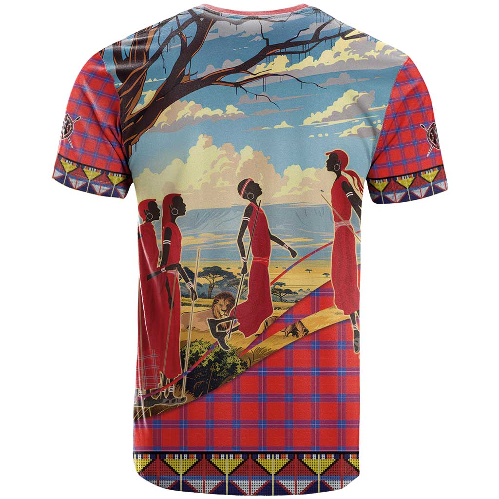 Kenya Adumu Dance T Shirt Maasai Shuka Pattern - Kenyan Safari