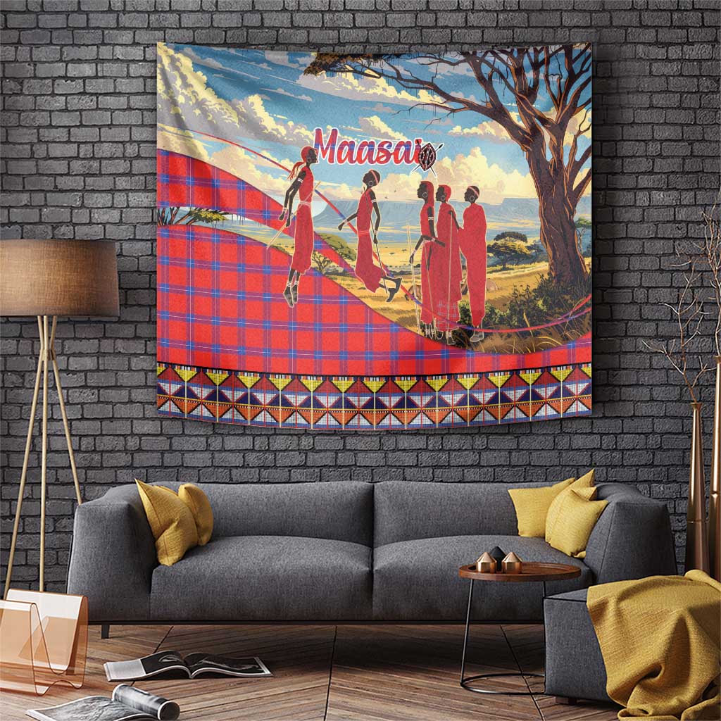 Kenya Adumu Dance Tapestry Maasai Shuka Pattern - Kenyan Safari