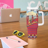 Kenya Adumu Dance Tumbler With Handle Maasai Shuka Pattern - Kenyan Safari