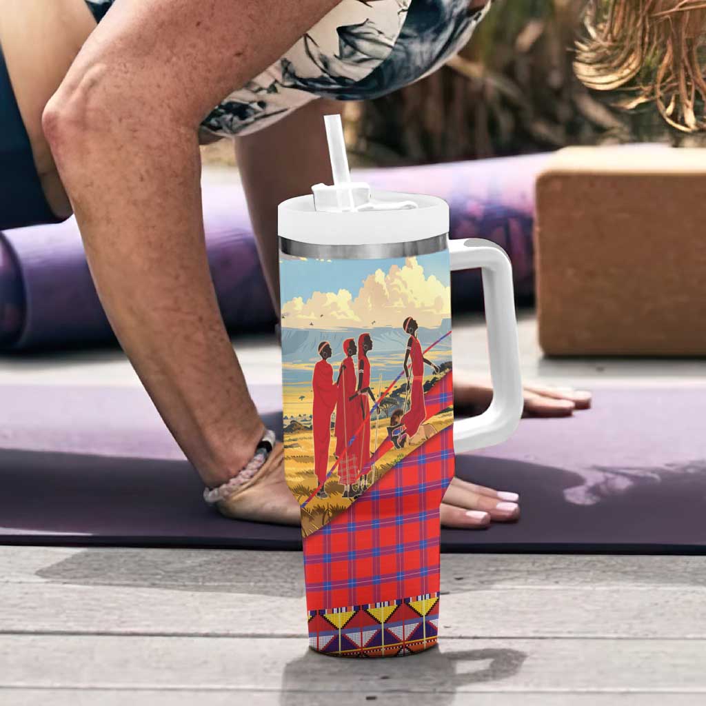 Kenya Adumu Dance Tumbler With Handle Maasai Shuka Pattern - Kenyan Safari