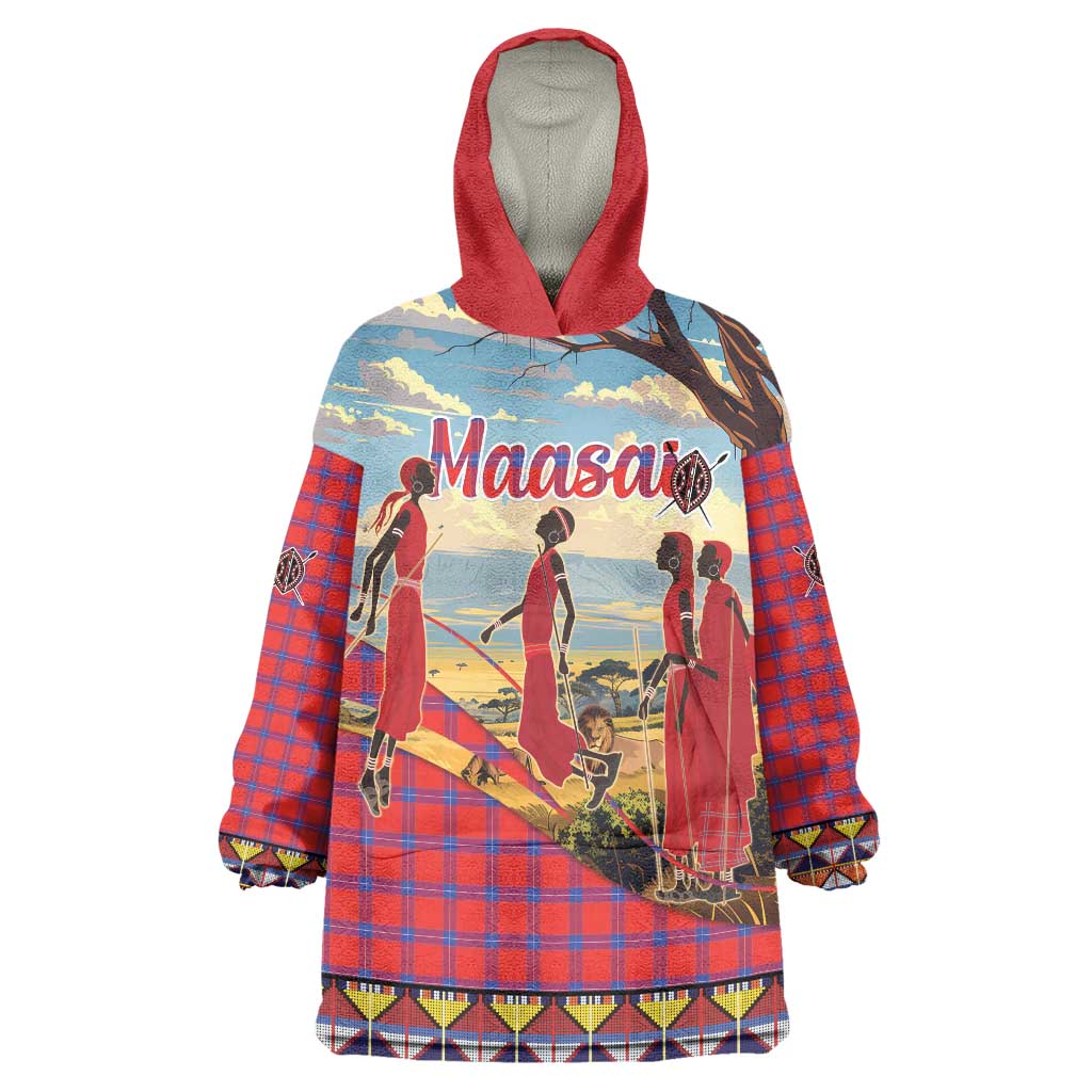 Kenya Adumu Dance Wearable Blanket Hoodie Maasai Shuka Pattern - Kenyan Safari