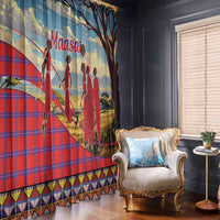 Kenya Adumu Dance Window Curtain Maasai Shuka Pattern - Kenyan Safari