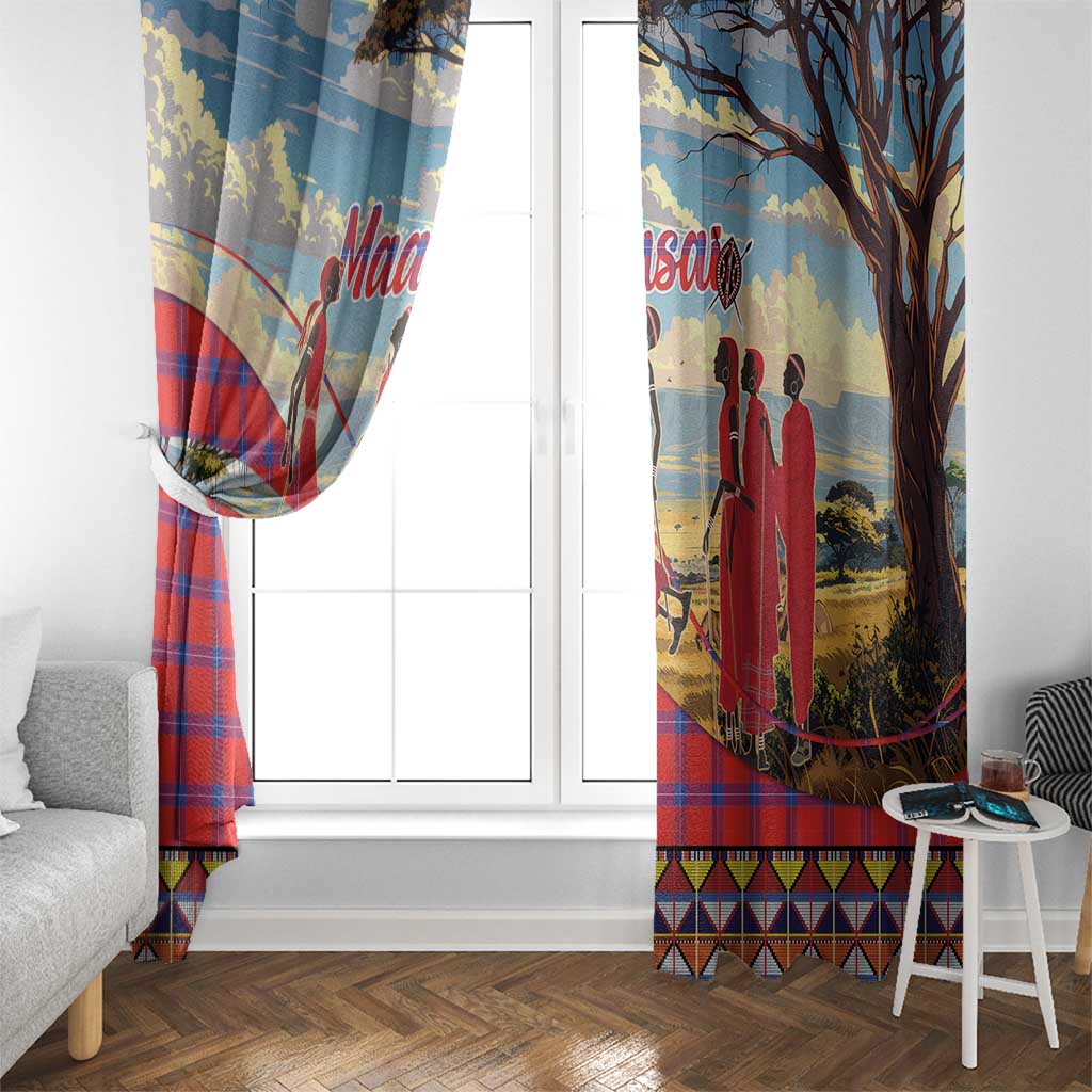 Kenya Adumu Dance Window Curtain Maasai Shuka Pattern - Kenyan Safari
