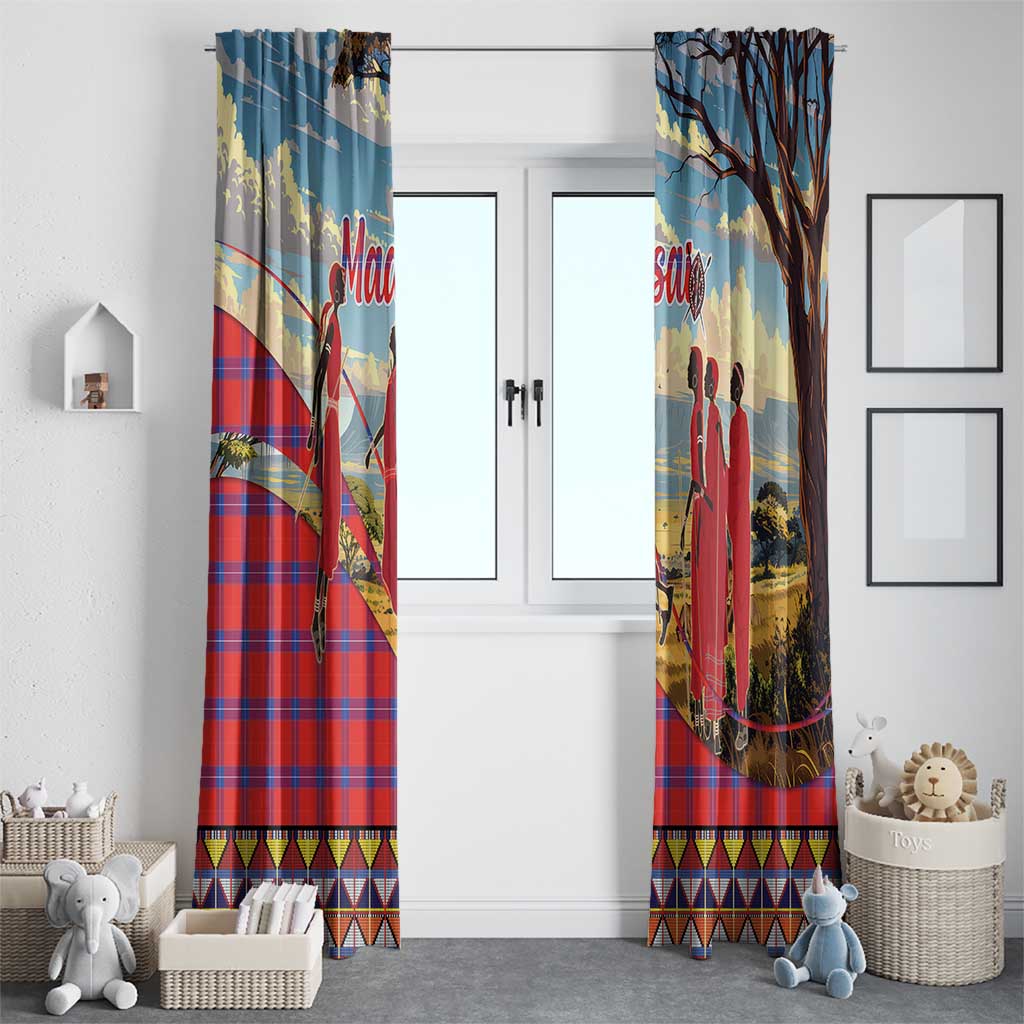 Kenya Adumu Dance Window Curtain Maasai Shuka Pattern - Kenyan Safari