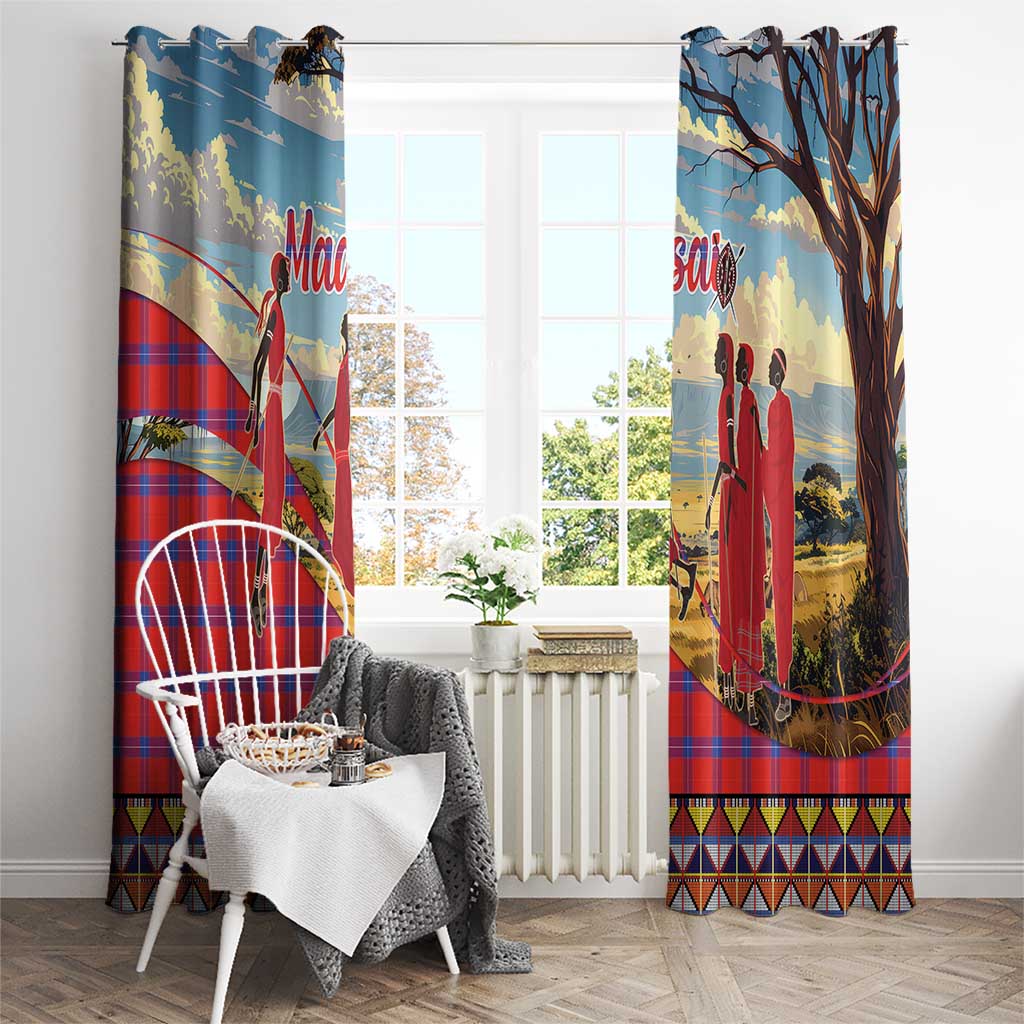 Kenya Adumu Dance Window Curtain Maasai Shuka Pattern - Kenyan Safari