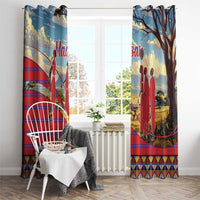 Kenya Adumu Dance Window Curtain Maasai Shuka Pattern - Kenyan Safari