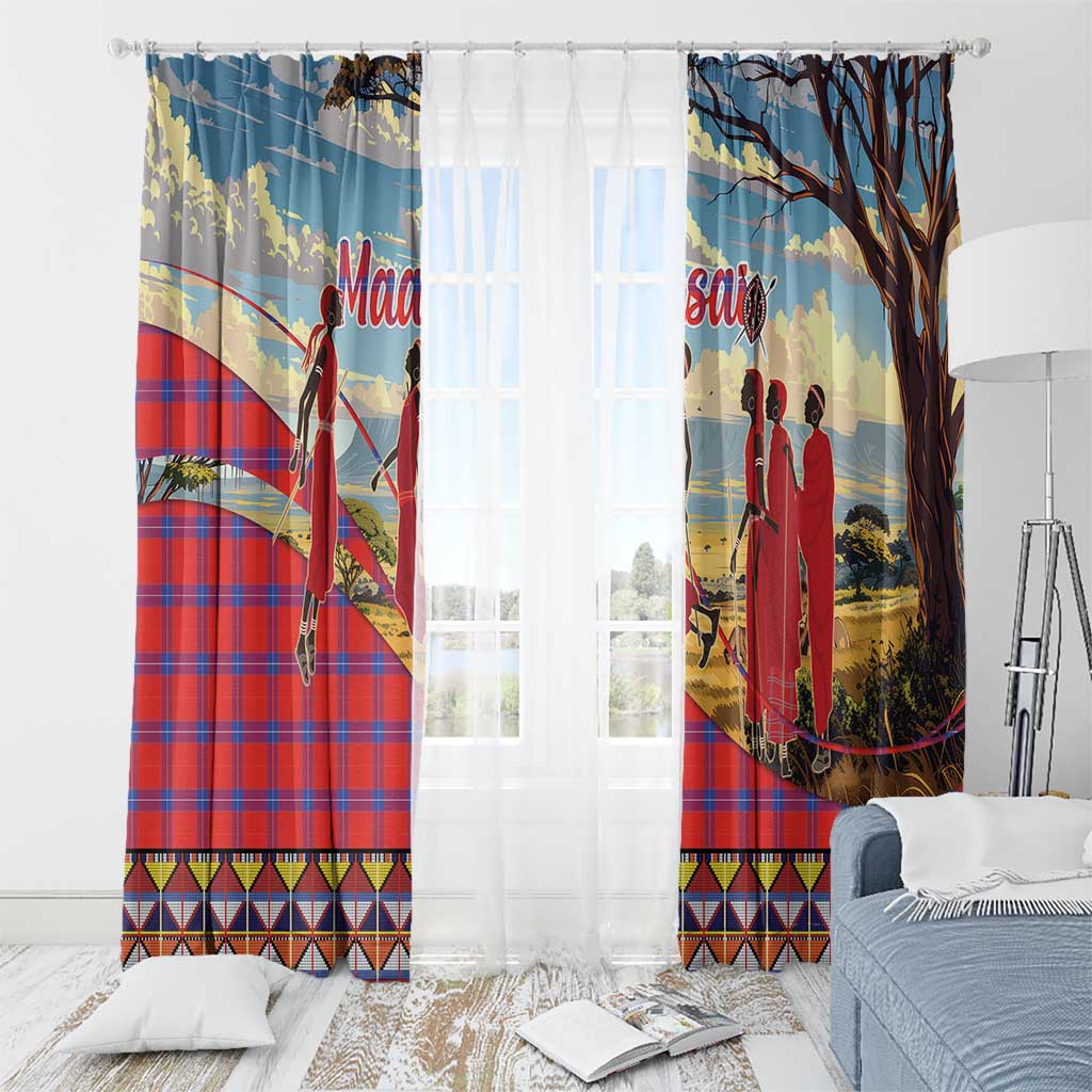 Kenya Adumu Dance Window Curtain Maasai Shuka Pattern - Kenyan Safari