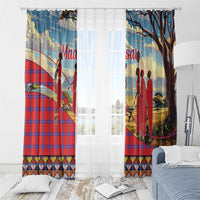 Kenya Adumu Dance Window Curtain Maasai Shuka Pattern - Kenyan Safari