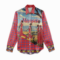 Kenya Adumu Dance Women Casual Shirt Maasai Shuka Pattern - Kenyan Safari