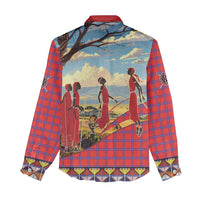 Kenya Adumu Dance Women Casual Shirt Maasai Shuka Pattern - Kenyan Safari