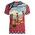 Kenya Adumu Dance Women V-Neck T-Shirt Maasai Shuka Pattern - Kenyan Safari