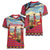 Kenya Adumu Dance Women V-Neck T-Shirt Maasai Shuka Pattern - Kenyan Safari
