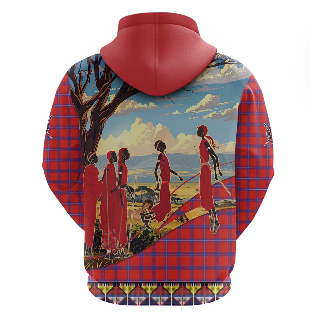 Kenya Adumu Dance Zip Hoodie Maasai Shuka Pattern - Kenyan Safari