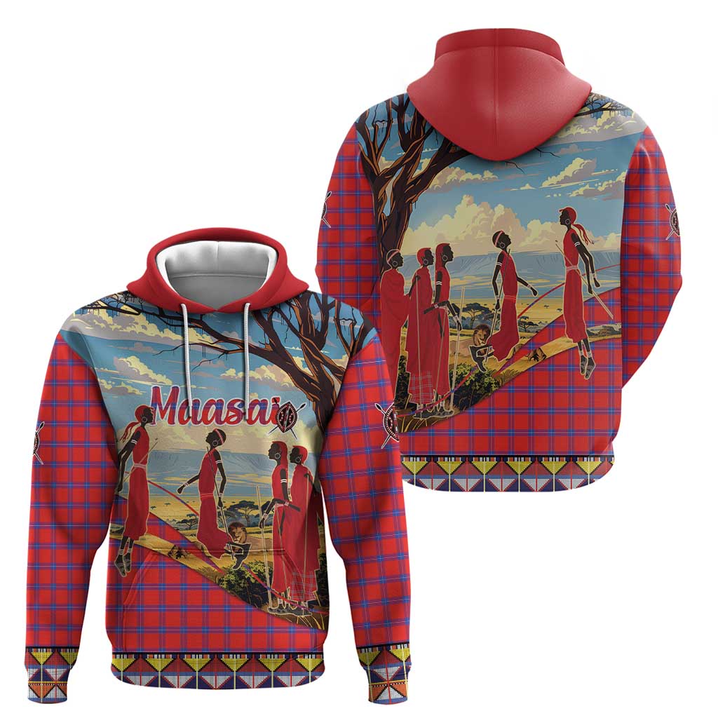 Kenya Adumu Dance Zip Hoodie Maasai Shuka Pattern - Kenyan Safari