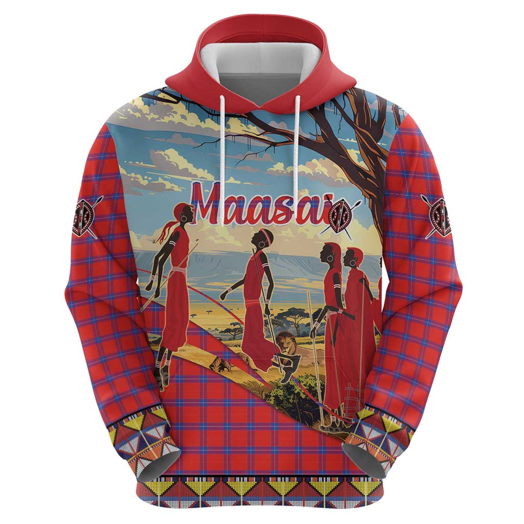 Kenya Adumu Dance Zip Hoodie Maasai Shuka Pattern - Kenyan Safari