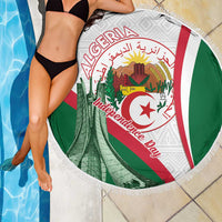 Happy Algeria Independence Day Beach Blanket Maqam Echahid Coat Of Arms