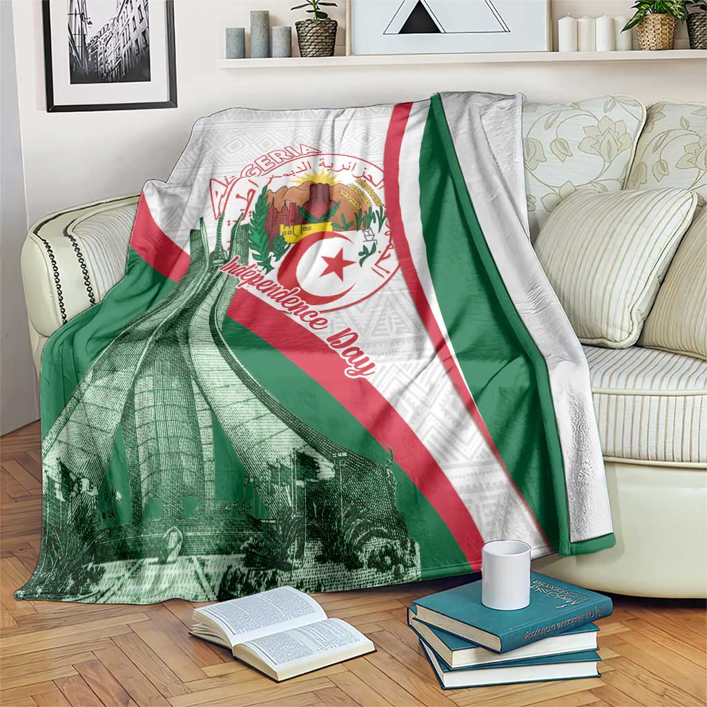Happy Algeria Independence Day Blanket Maqam Echahid Coat Of Arms