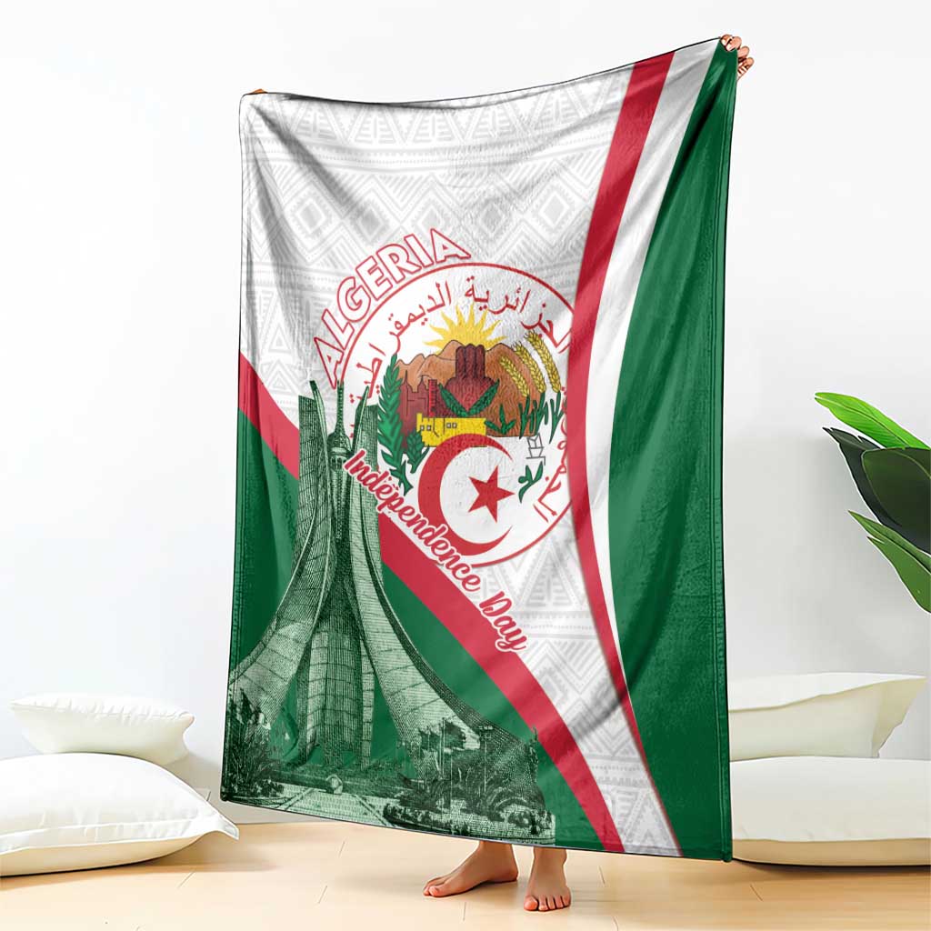 Happy Algeria Independence Day Blanket Maqam Echahid Coat Of Arms