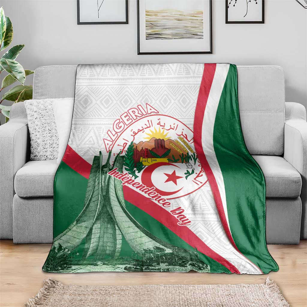 Happy Algeria Independence Day Blanket Maqam Echahid Coat Of Arms