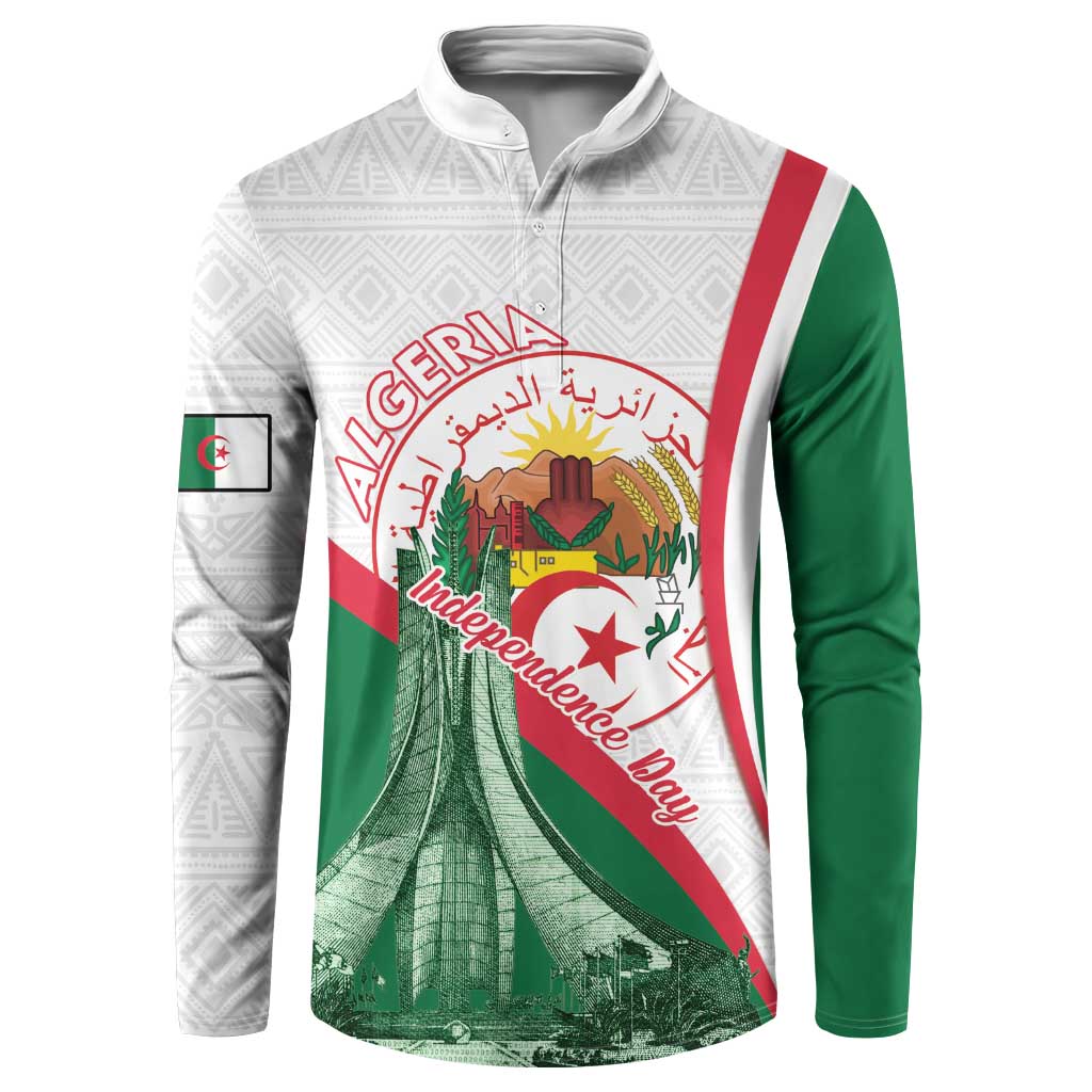 Happy Algeria Independence Day Button Sweatshirt Maqam Echahid Coat Of Arms