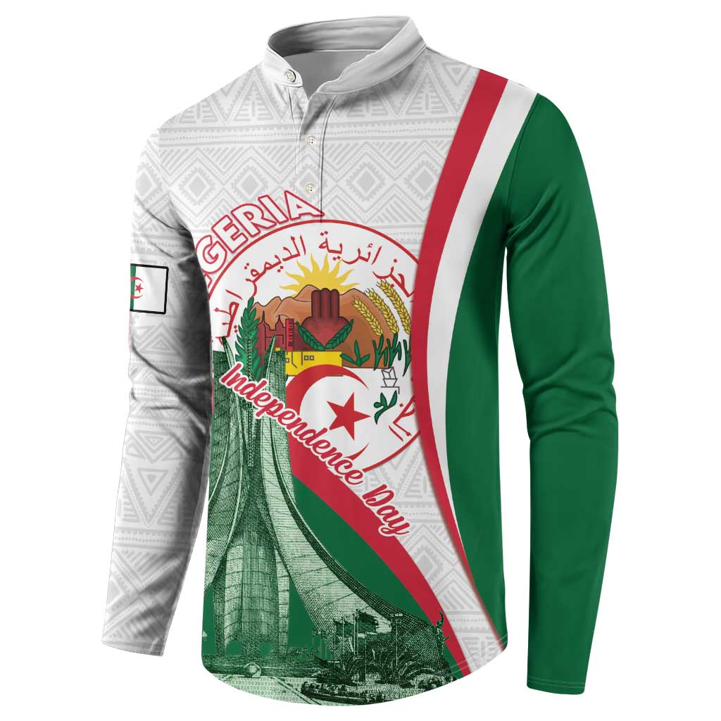 Happy Algeria Independence Day Button Sweatshirt Maqam Echahid Coat Of Arms