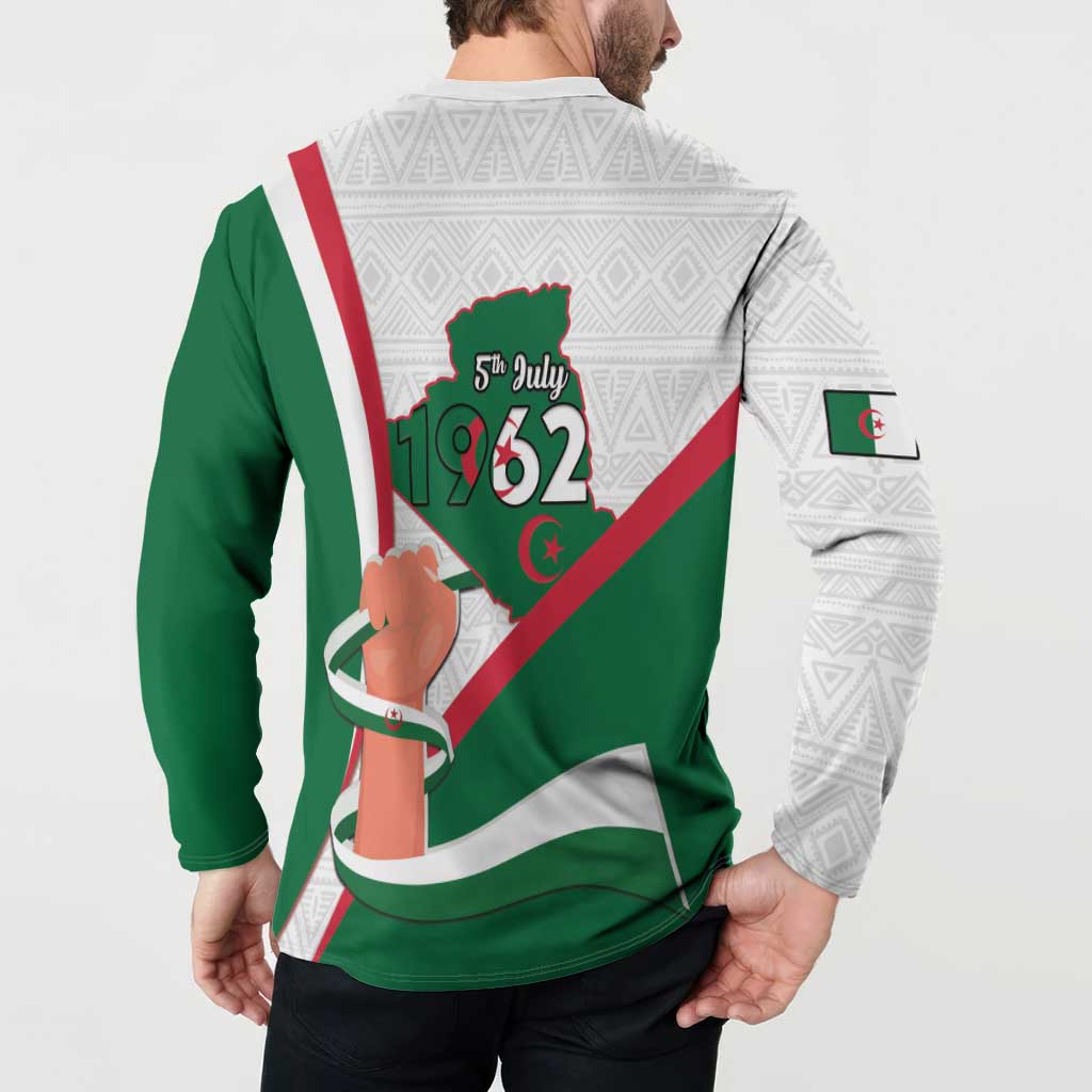 Happy Algeria Independence Day Button Sweatshirt Maqam Echahid Coat Of Arms