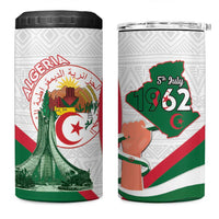 Happy Algeria Independence Day 4 in 1 Can Cooler Tumbler Maqam Echahid Coat Of Arms