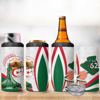 Happy Algeria Independence Day 4 in 1 Can Cooler Tumbler Maqam Echahid Coat Of Arms