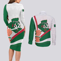 Happy Algeria Independence Day Couples Matching Long Sleeve Bodycon Dress and Long Sleeve Button Shirt Maqam Echahid Coat Of Arms