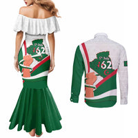 Happy Algeria Independence Day Couples Matching Mermaid Dress and Long Sleeve Button Shirt Maqam Echahid Coat Of Arms