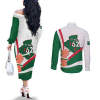 Happy Algeria Independence Day Couples Matching Off The Shoulder Long Sleeve Dress and Long Sleeve Button Shirt Maqam Echahid Coat Of Arms