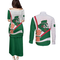Happy Algeria Independence Day Couples Matching Puletasi and Long Sleeve Button Shirt Maqam Echahid Coat Of Arms