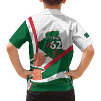 Happy Algeria Independence Day Family Matching Off The Shoulder Long Sleeve Dress and Hawaiian Shirt Maqam Echahid Coat Of Arms