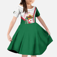 Happy Algeria Independence Day Family Matching Off The Shoulder Long Sleeve Dress and Hawaiian Shirt Maqam Echahid Coat Of Arms